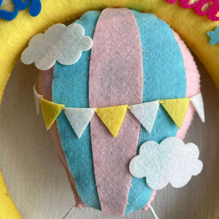 Personalized Hot Air Balloon Buddies Theme Felt Kids Name Plate For Siblings