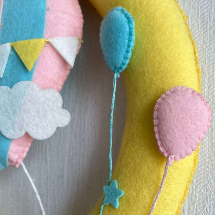 Personalized Hot Air Balloon Buddies Theme Felt Kids Name Plate For Siblings