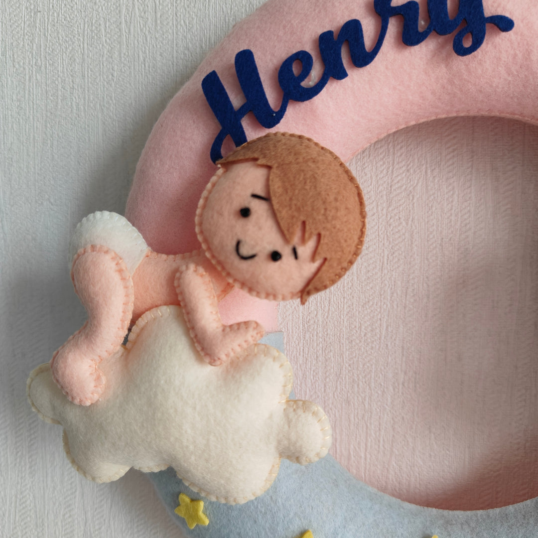 Personalized Magic Moments Theme Felt Kids Name Plate For Siblings