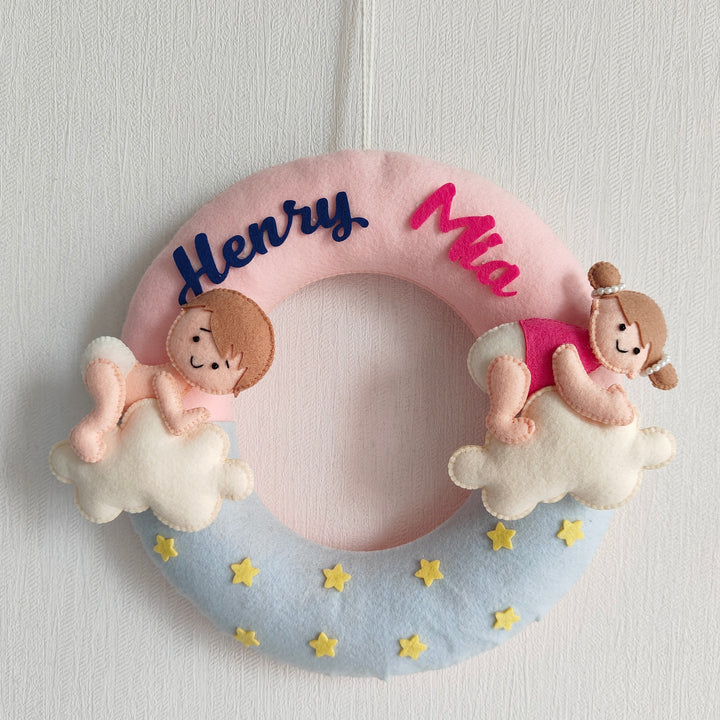 Personalized Magic Moments Theme Felt Kids Name Plate For Siblings