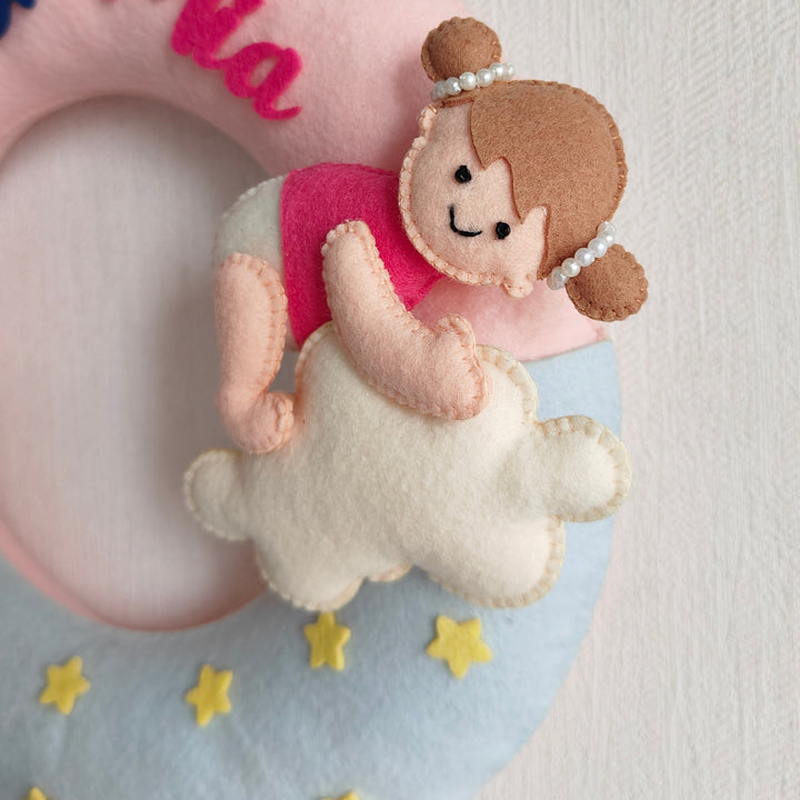Personalized Magic Moments Theme Felt Kids Name Plate For Siblings