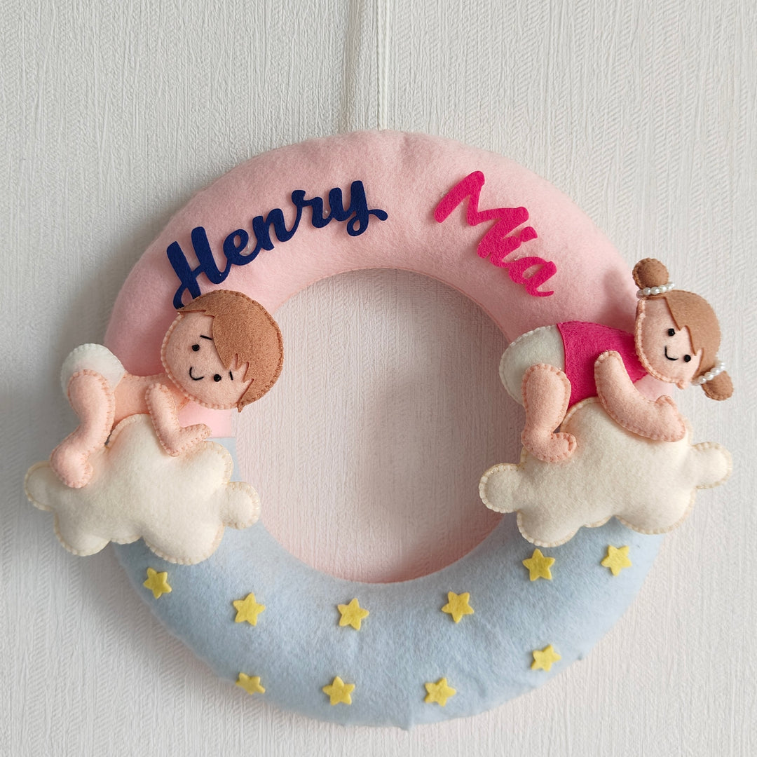 Personalized Magic Moments Theme Felt Kids Name Plate For Siblings