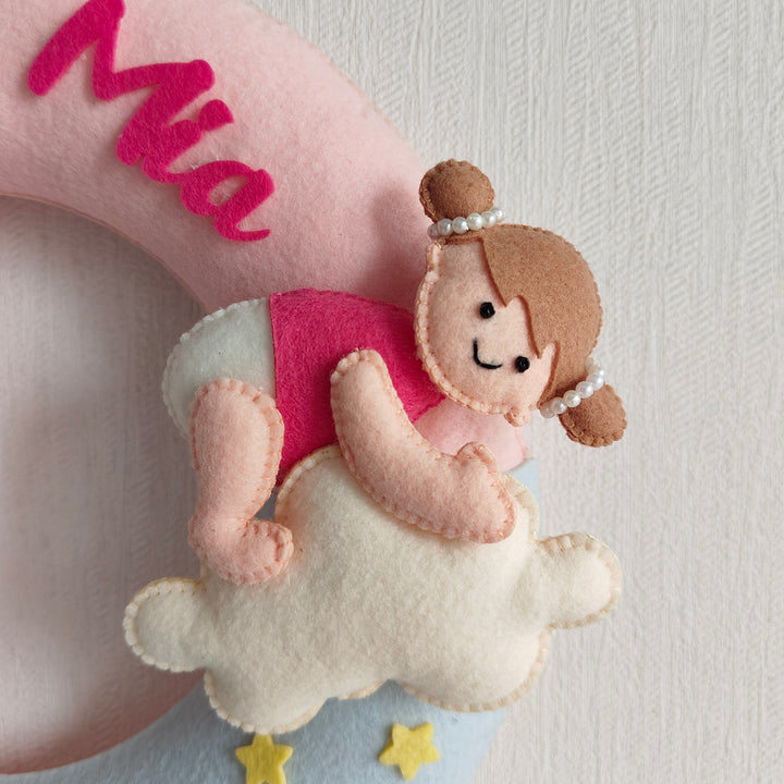 Personalized Magic Moments Theme Felt Kids Name Plate For Siblings