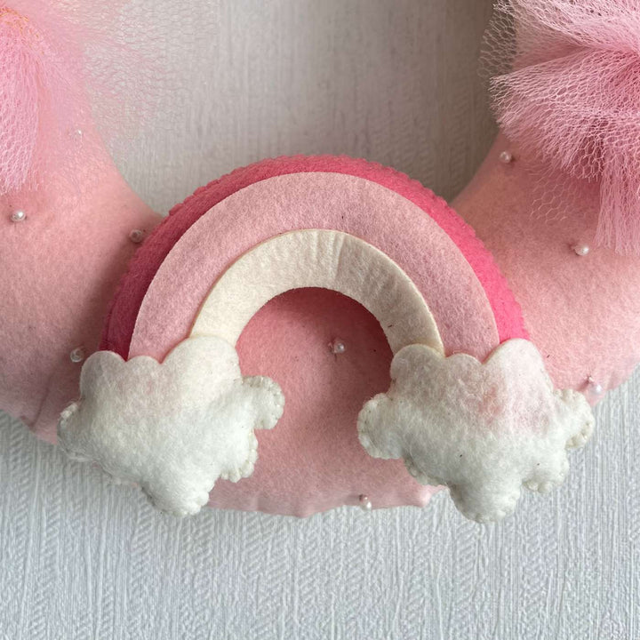 Personalized Rainbow Duo Theme Felt Kids Name Plate For Siblings