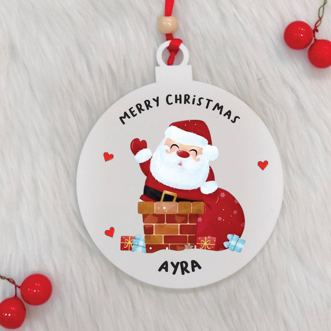 Personalized Handmade Santa In A Chimney Acrylic Ornament