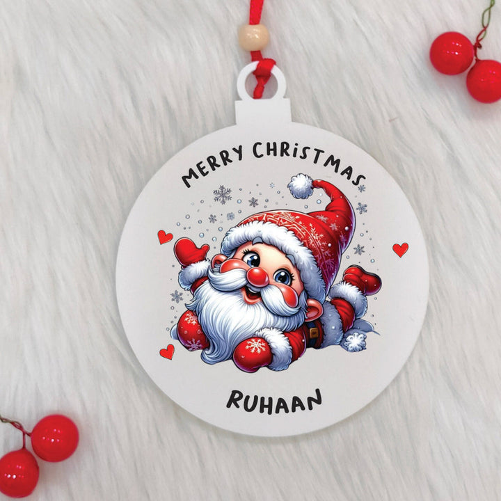Personalized Handmade Shimmering Santa Acrylic Ornament