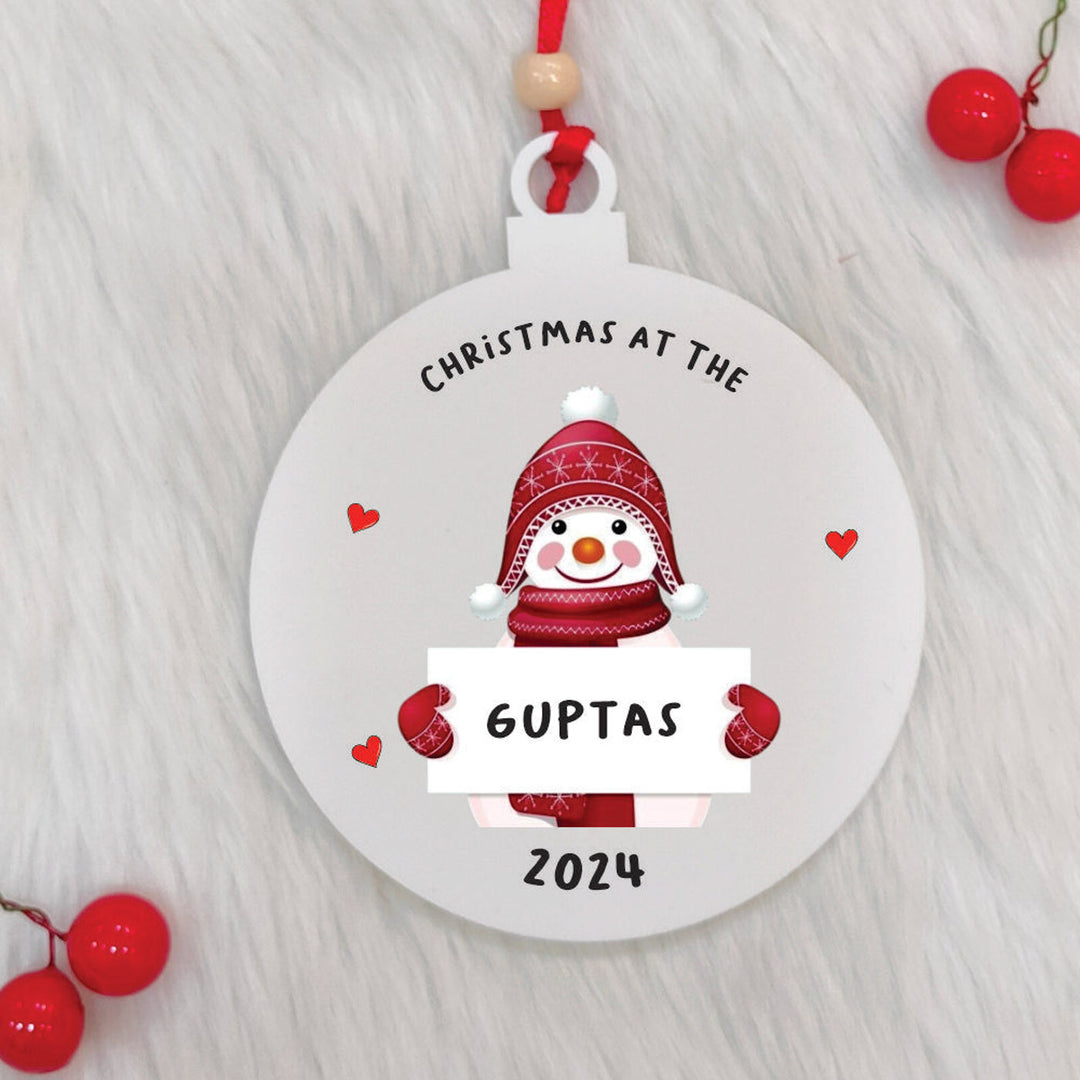 Personalized Handmade Snowman With A Placard Acrylic Ornament