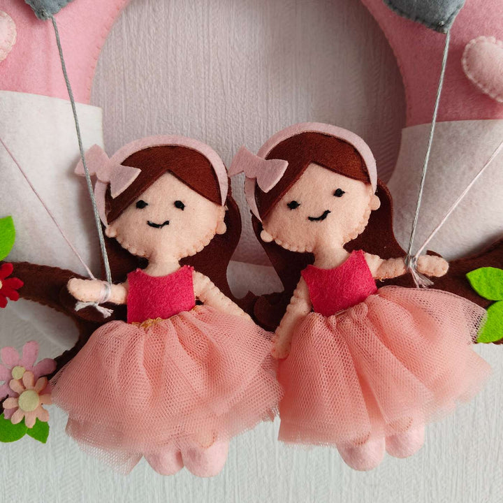 Personalized Together On The Bough Theme Felt Kids Name Plate For Siblings