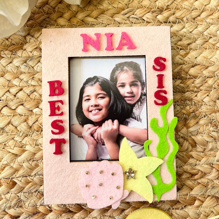 Personalized Reusable Sea Theme Felt Kids Rakhi With Wooden Frame For Siblings