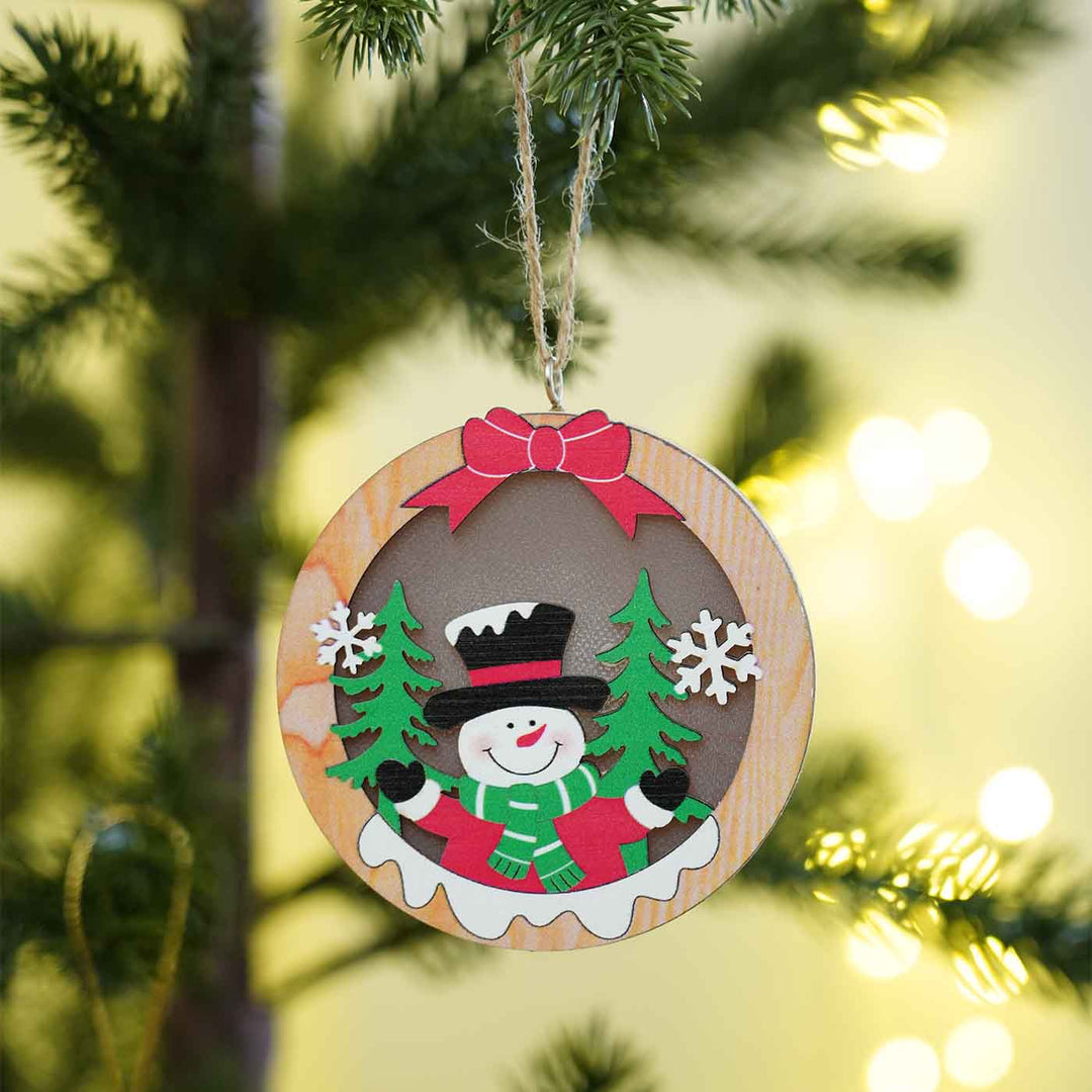 Handmade Shimmer Sphere Wooden Ornaments With Lights For Christmas Tree Decoration