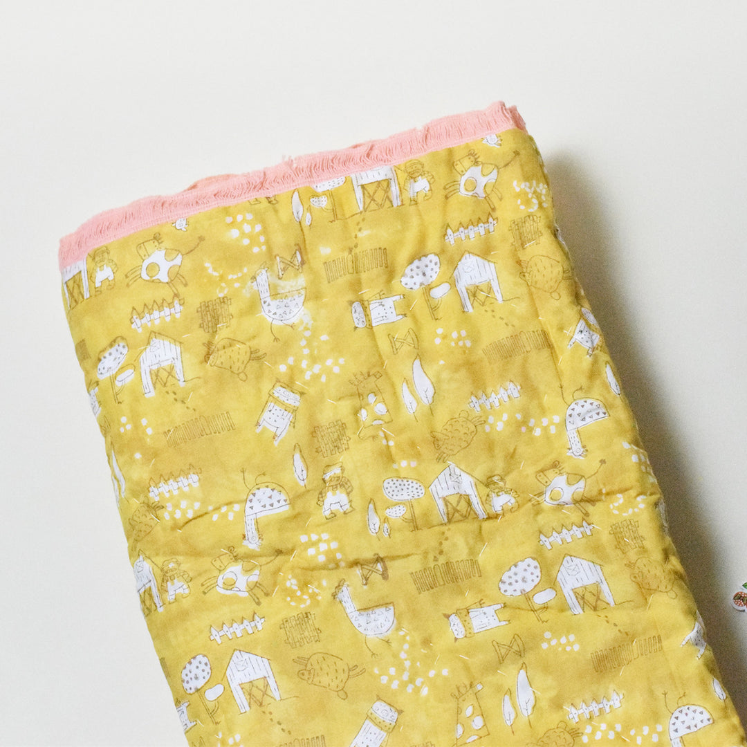 Hand Block Printed Farm Friends Quilt/Comforter