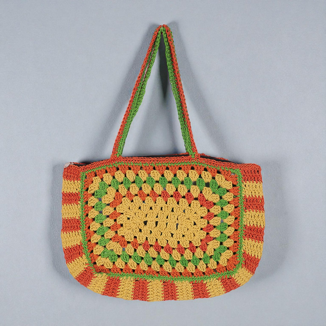 Handmade Crochet Multicolor Large Tote Bag
