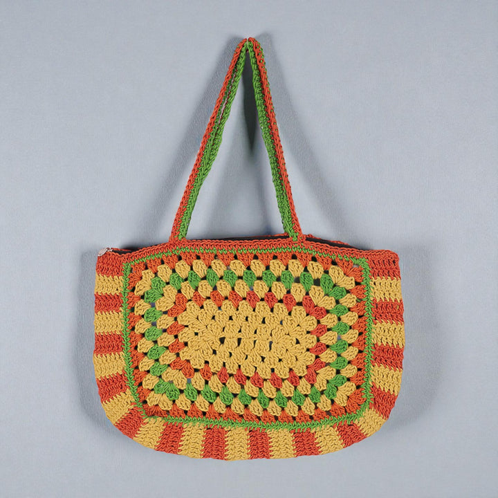 Handmade Crochet Multicolor Large Tote Bag