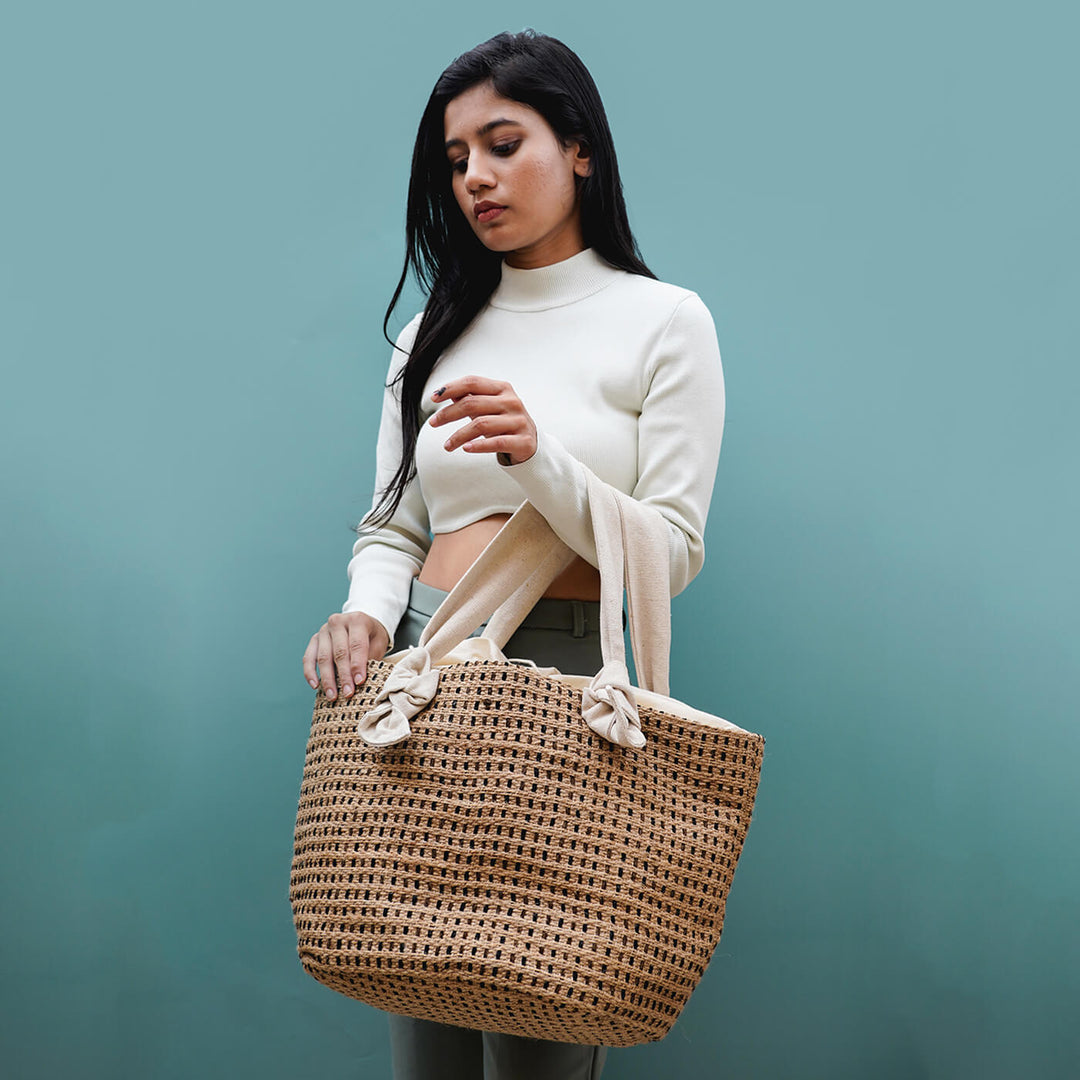 Jute Tote with Cotton Handles