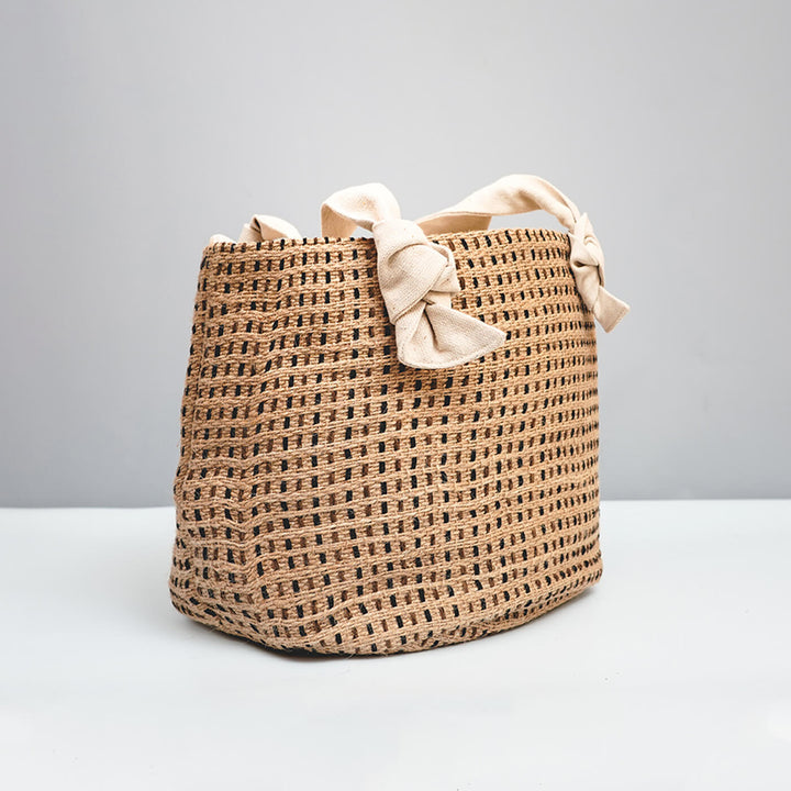 Jute Tote with Cotton Handles