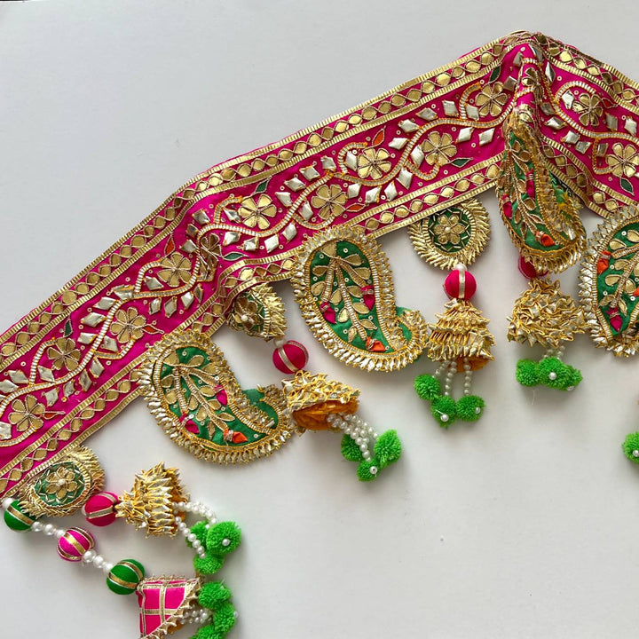 Handmade Gota Patti Pink Tassales Toran