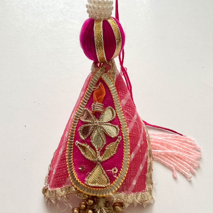 Handcrafted Gota Patti "Bahaar" Couple Rakhi & Lumba Set With Roli Chawal for Bhaiya Bhabhi