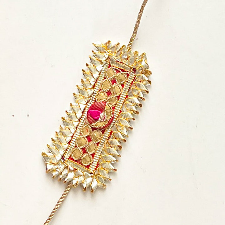 Handcrafted Gota Patti "Bandhan" Rakhi With Roli Chawal for Brother