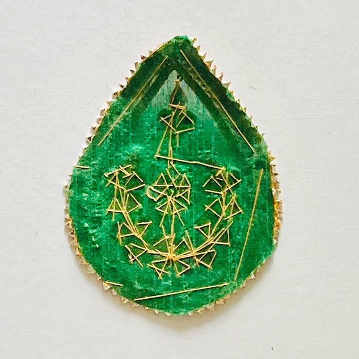 7 Pc | Handmade Barkha Gota Patti Green Floral Swastik Rangoli for Pooja & Festive Decor