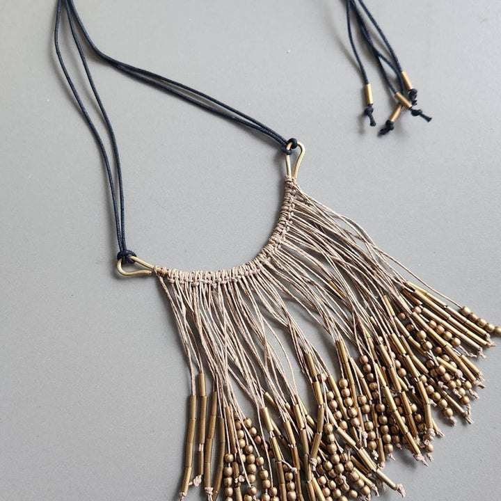 Handmade Jute Thread Bar Necklace