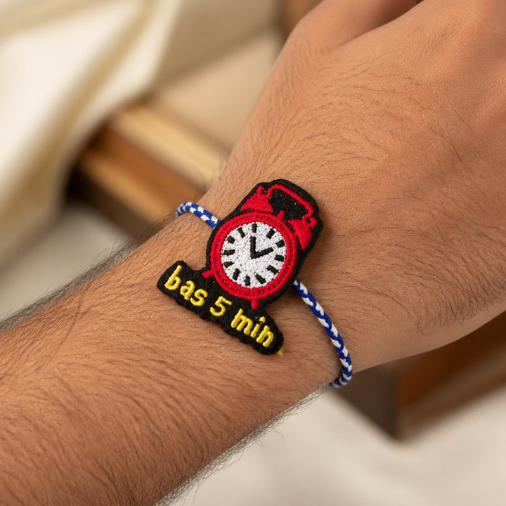 Handmade Reusable "Bas 5 Min" Felt Rakhi For Brother