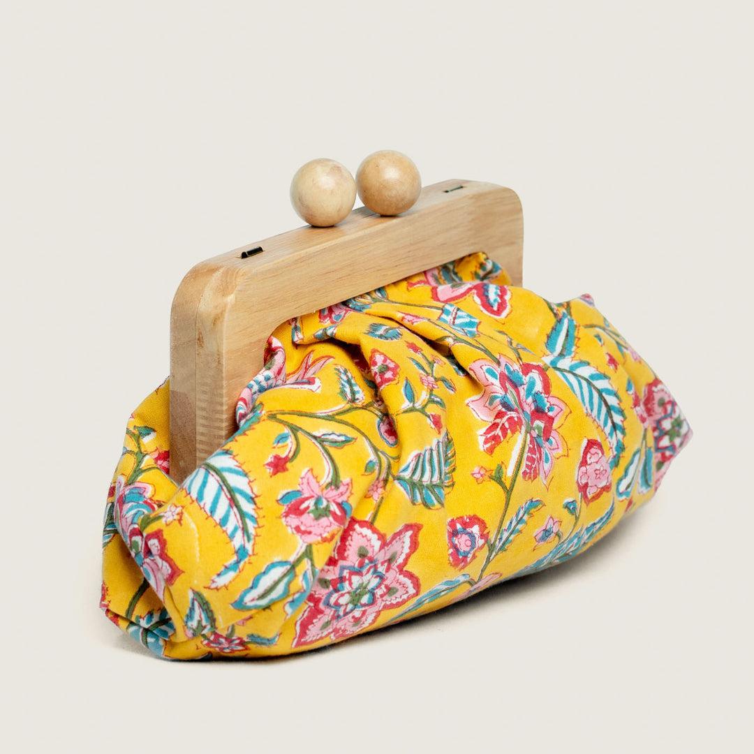 Basant Hand Block Printed Dome Clutch