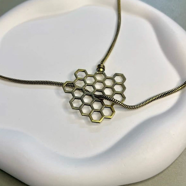 Handmade Bee Harmony Lariat Brass Necklace