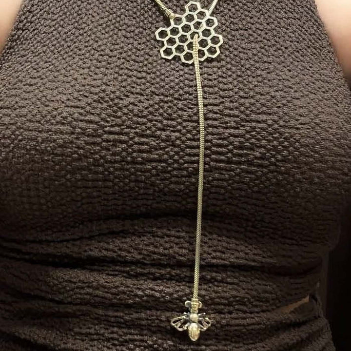 Handmade Bee Harmony Lariat Brass Necklace