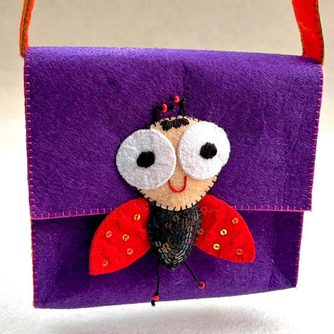 Handmade Purple Beetle Sling Bag Girls | 3+