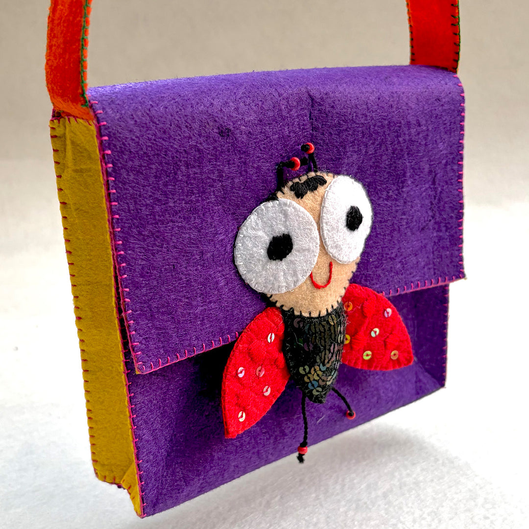 Handmade Purple Beetle Sling Bag Girls | 3+
