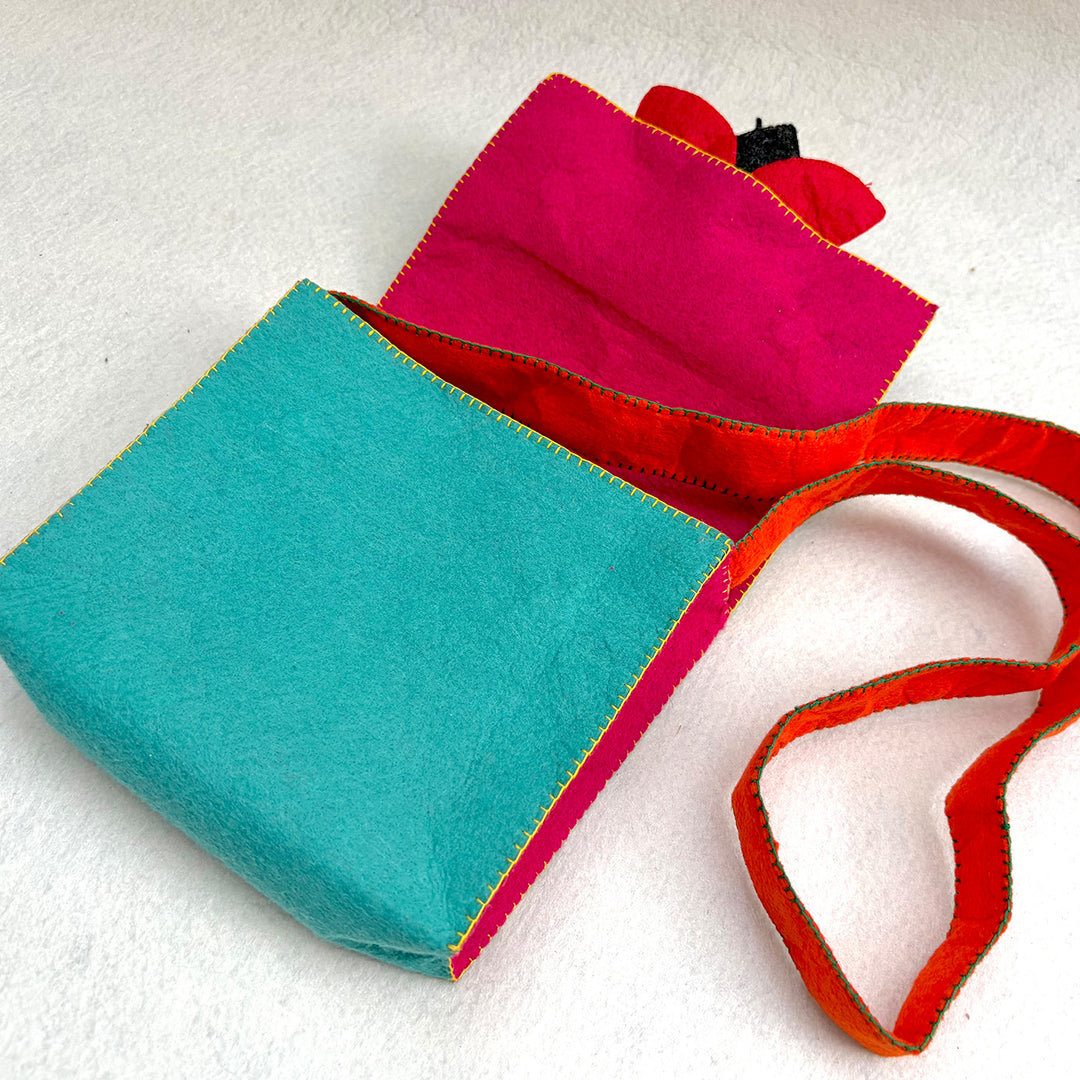 Handmade Sea Green Beetle Sling Bag for Kids | 3+