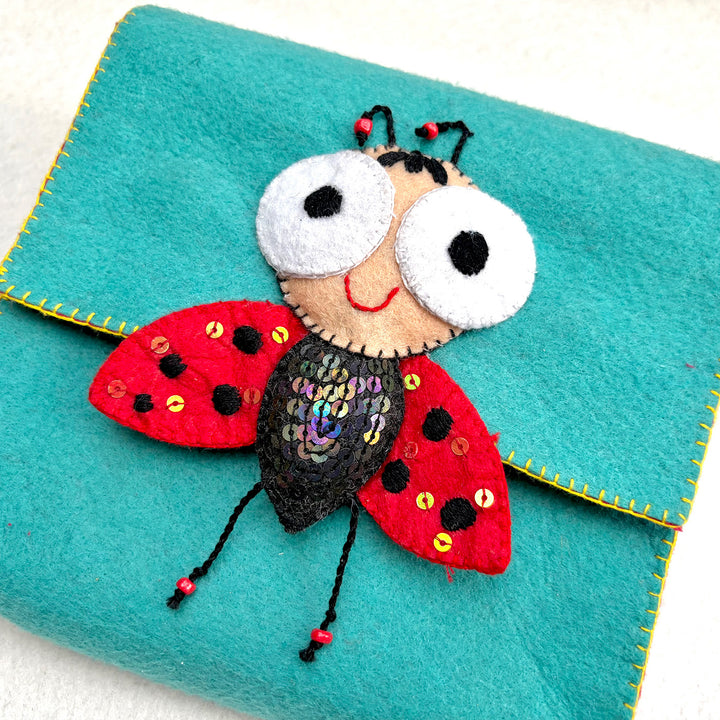 Handmade Sea Green Beetle Sling Bag for Kids | 3+