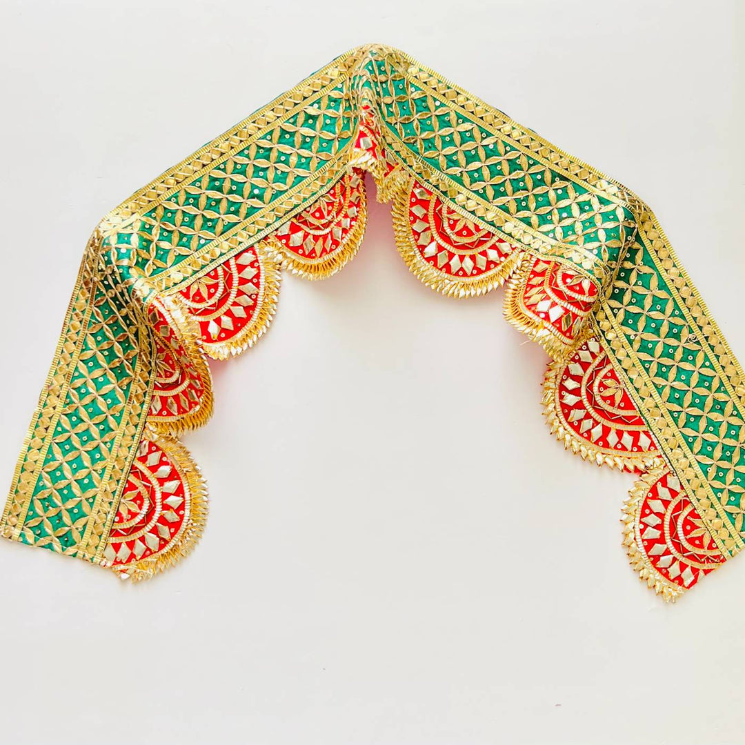 Handmade Gota Patti Red & Green Round Toran