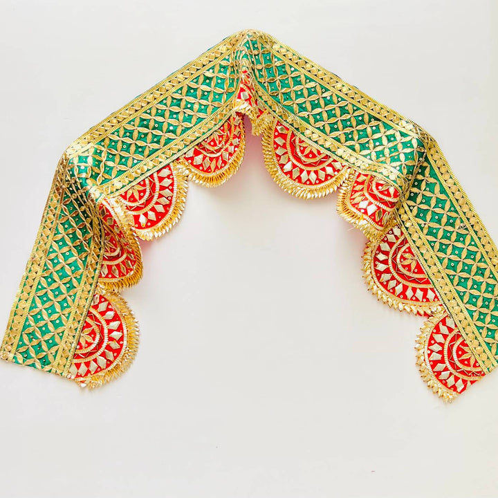 Handmade Gota Patti Red & Green Round Toran