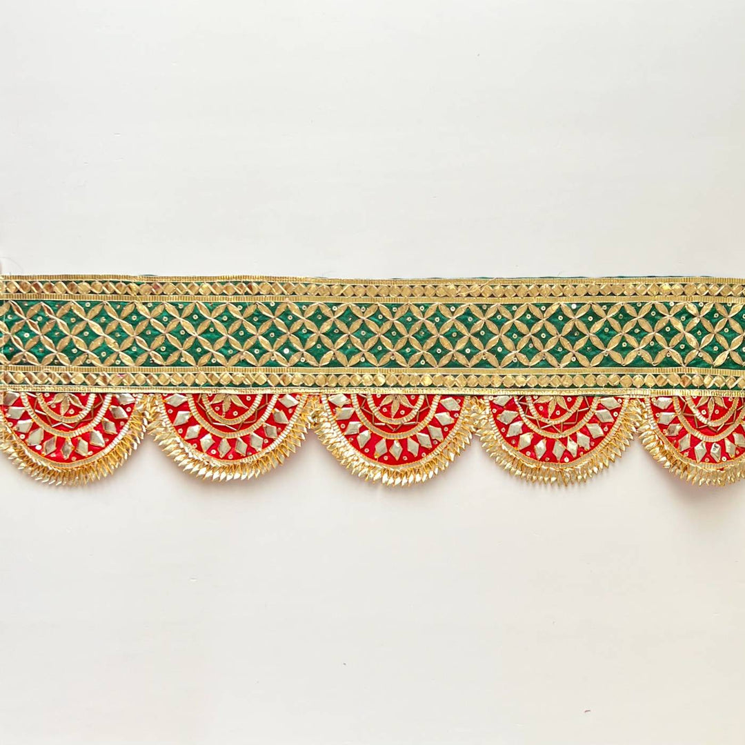 Handmade Gota Patti Red & Green Round Toran
