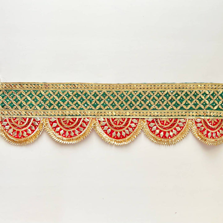 Handmade Gota Patti Red & Green Round Toran