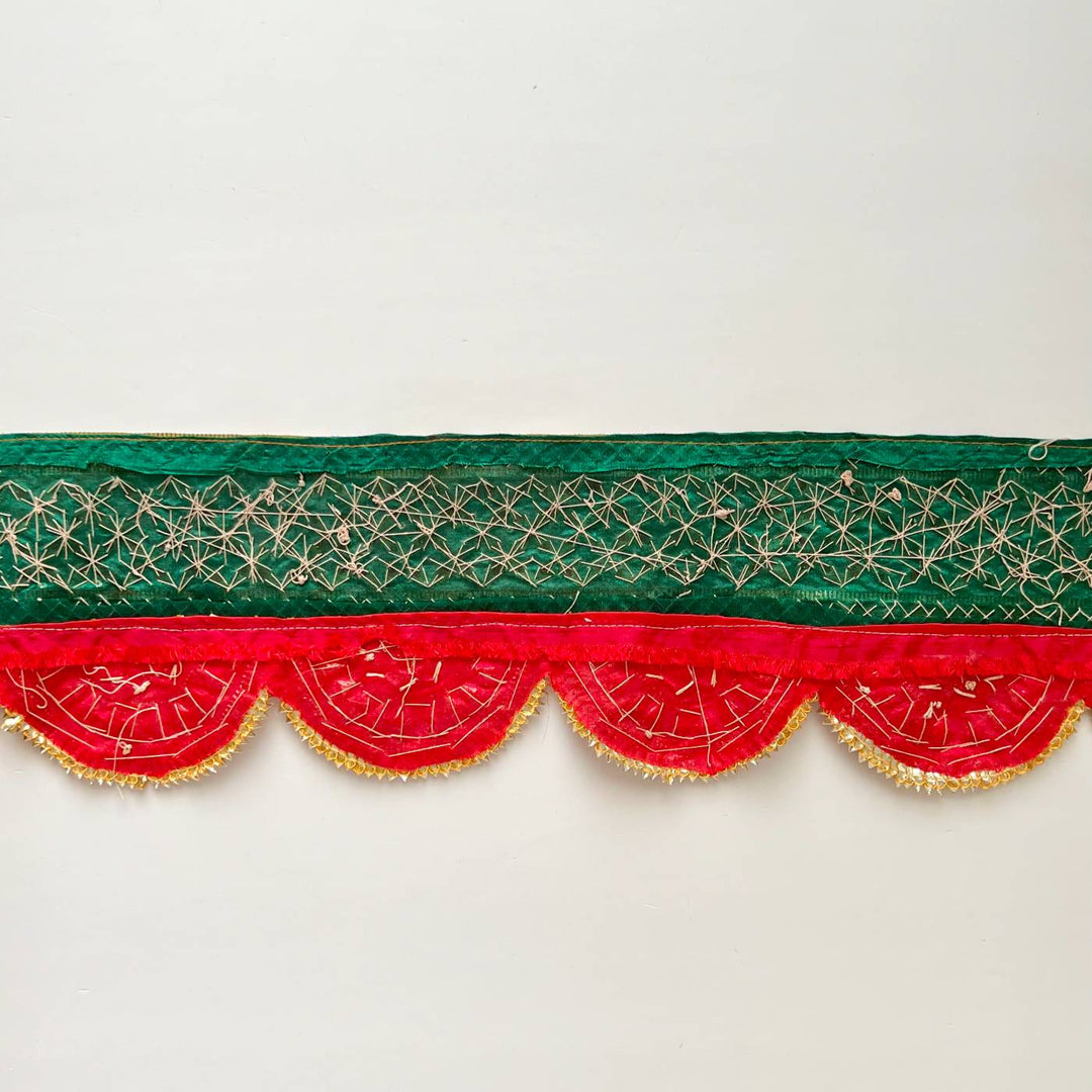 Handmade Gota Patti Red & Green Round Toran