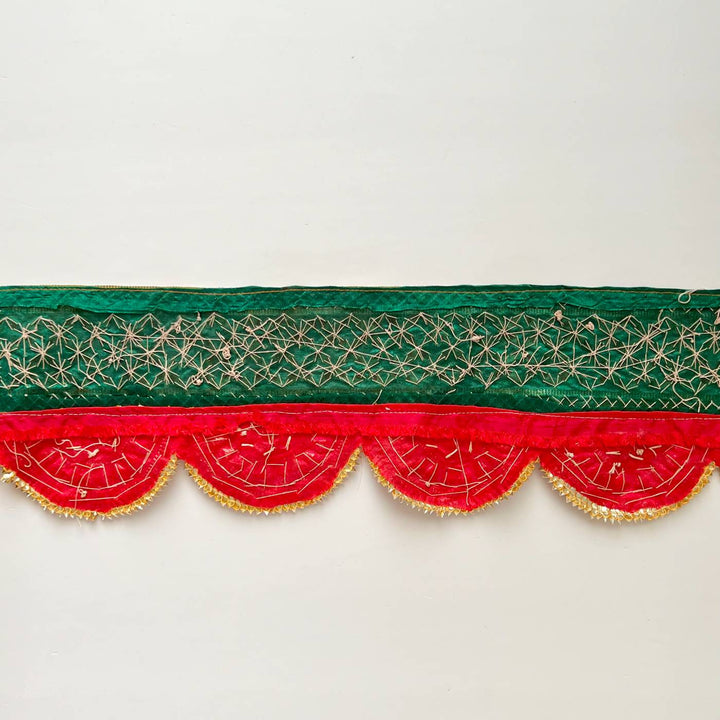 Handmade Gota Patti Red & Green Round Toran