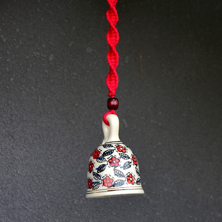 Hand Painted Ceramic Bells with Macrame Rope