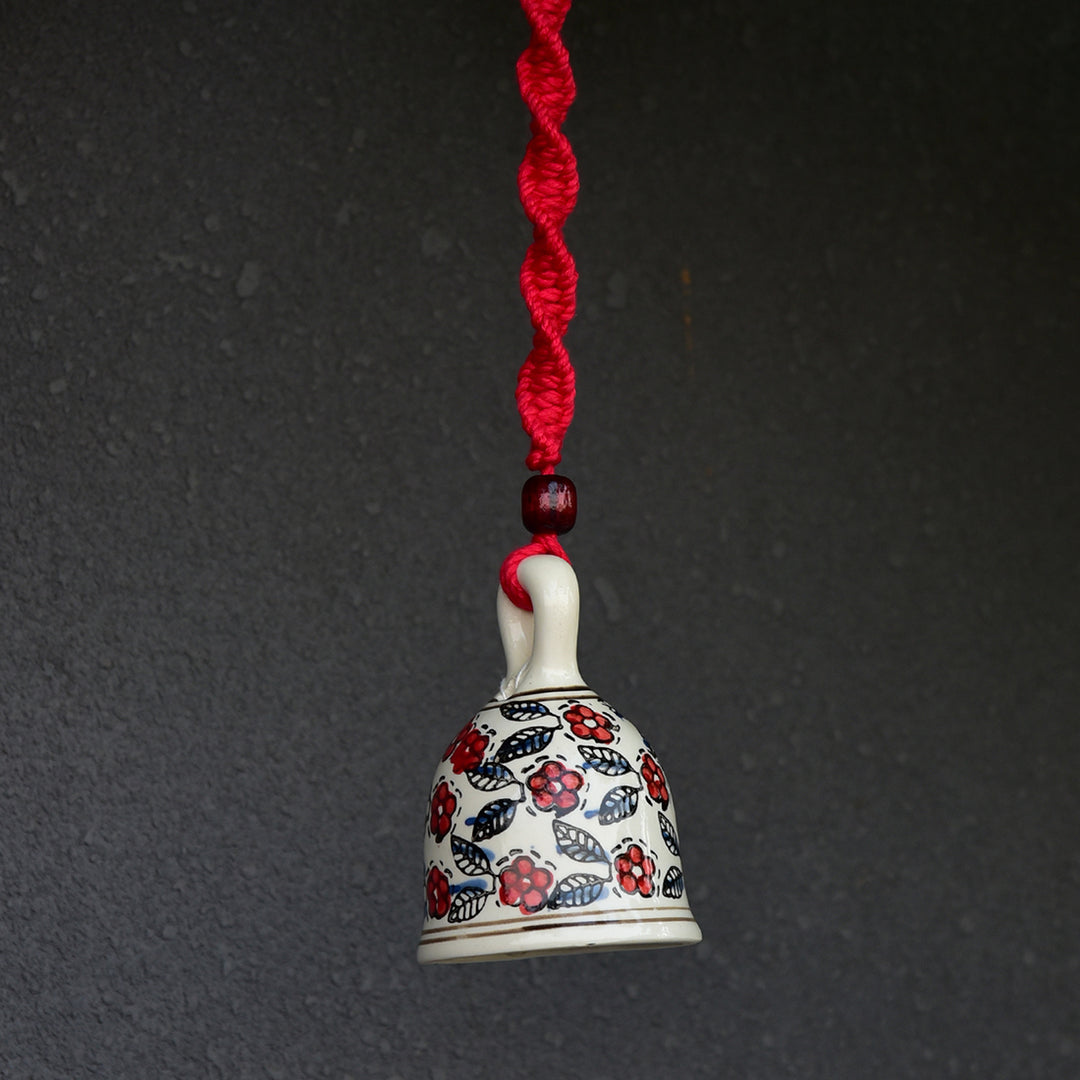 Hand Painted Ceramic Bells with Macrame Rope