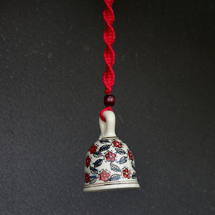 Hand Painted Ceramic Bells with Macrame Rope