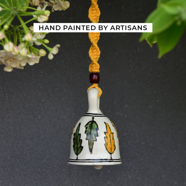 Hand Painted Ceramic Bells with Macrame Rope