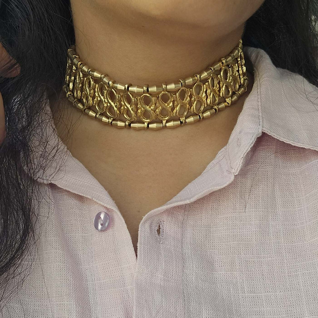Handmade Bella Design Choker Brass Necklace