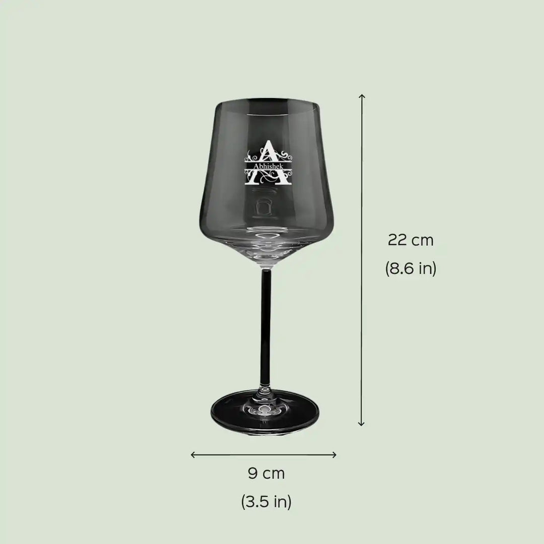 Personalized Engraved Monogram Design Wine Glass | 435 ML