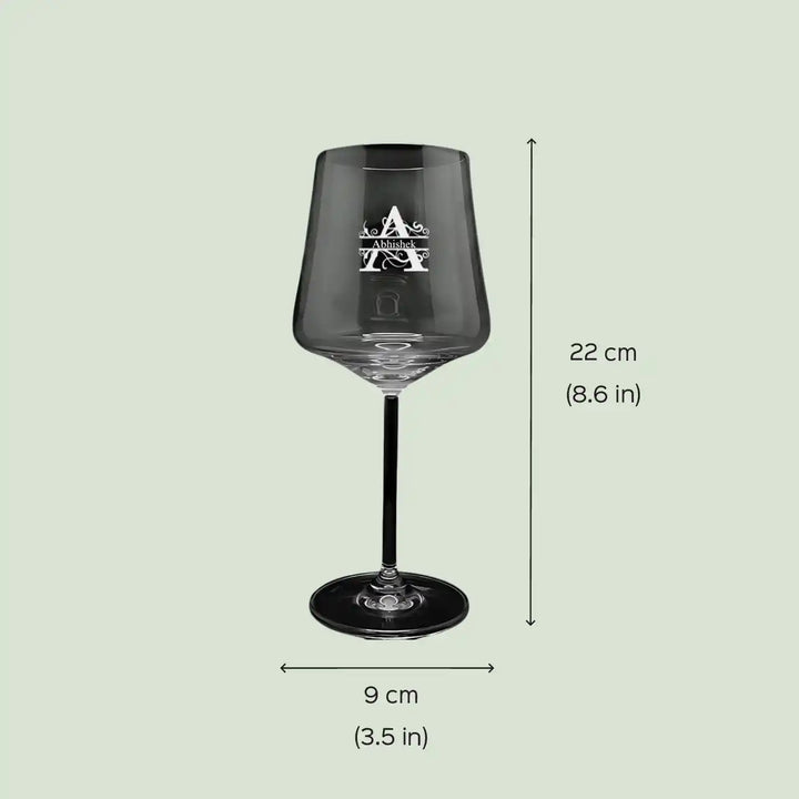 Personalized Engraved Monogram Design Wine Glass | 435 ML