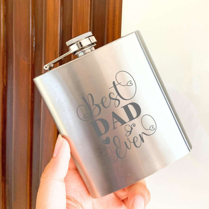 Customized Handmade Engraved Best Dad Ever Theme Stainless Steel Hip Flask