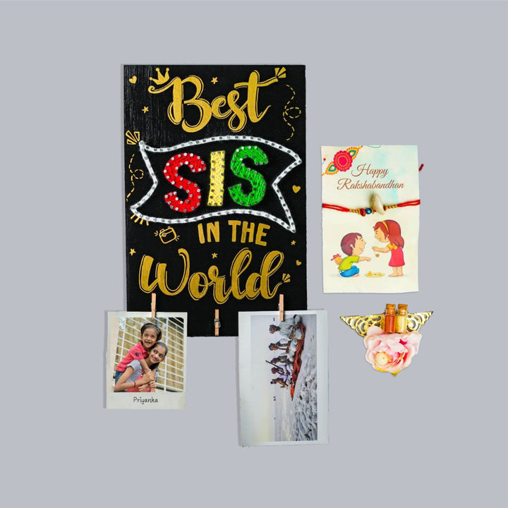 Handcrafted String Art Rakhi Hamper For Sisters With Roli Chawal