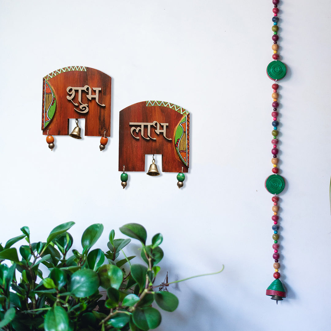 Handpainted Shubh Labh Wall Hanging (Set of 2)