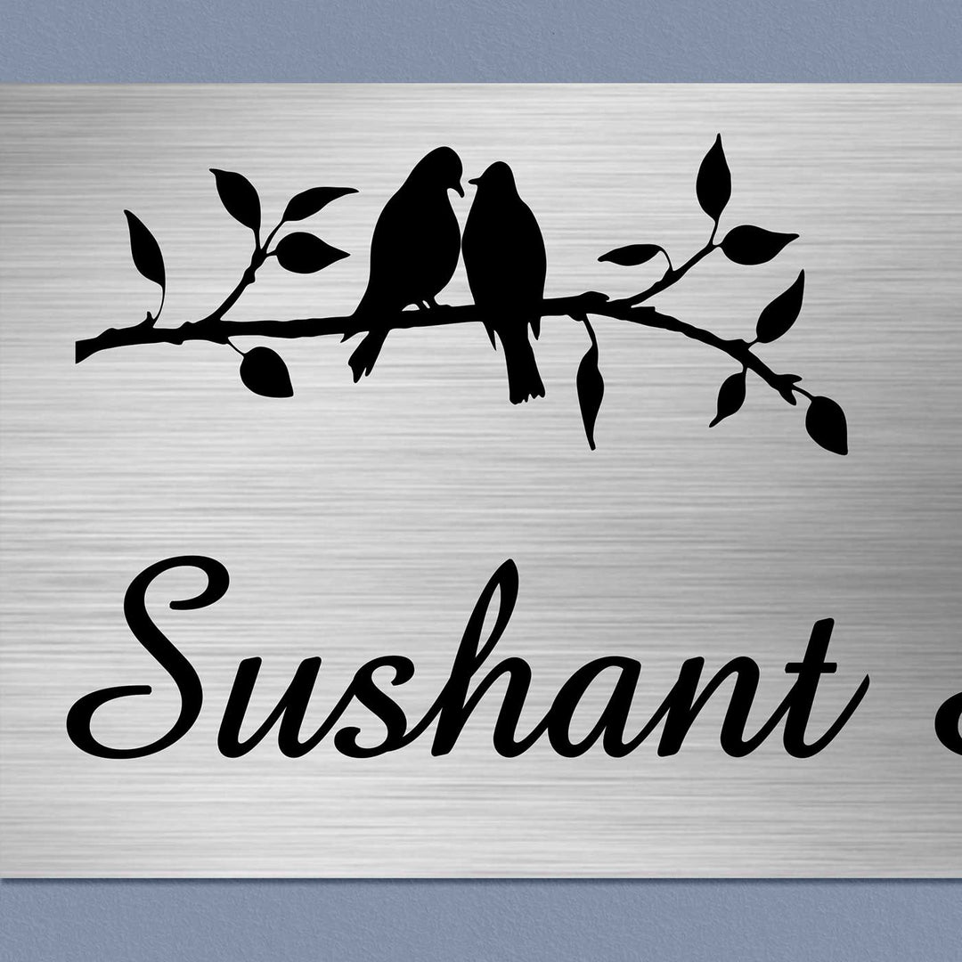 Personalized Birds Theme Stainless Steel Name Plate