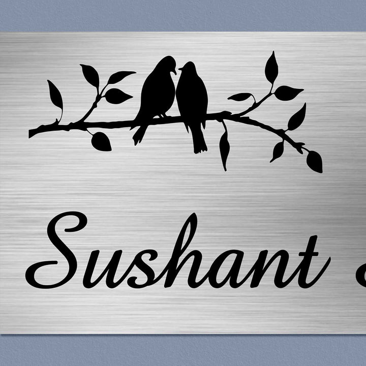 Personalized Birds Theme Stainless Steel Name Plate